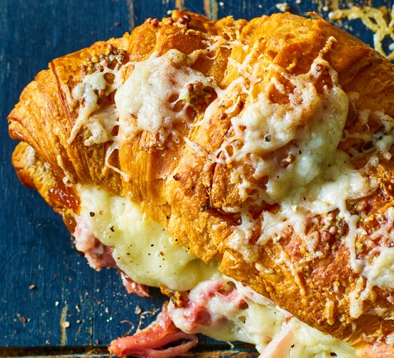 Ham and cheese croissant Croissant filled with ham and melted cheese