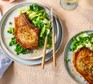 Air fryer pork chops served with green veg