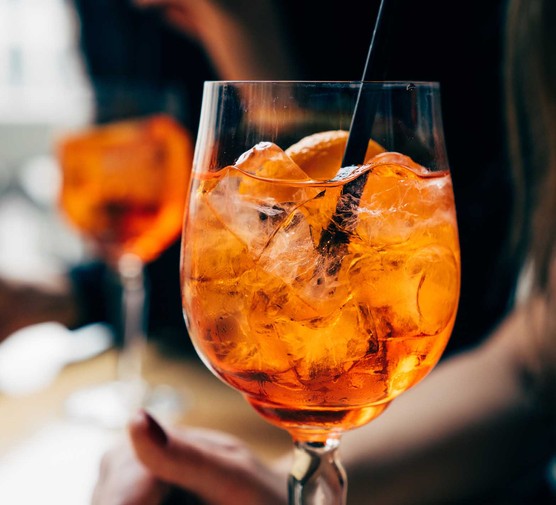 Spritz cocktail in a wine glass