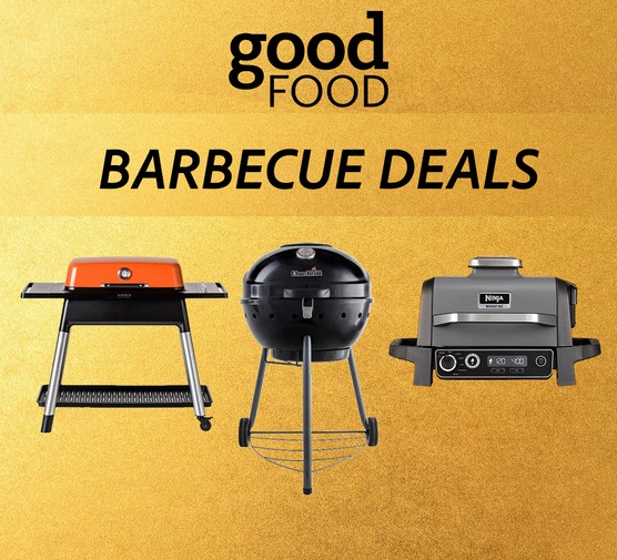 Three barbecues on a gold background