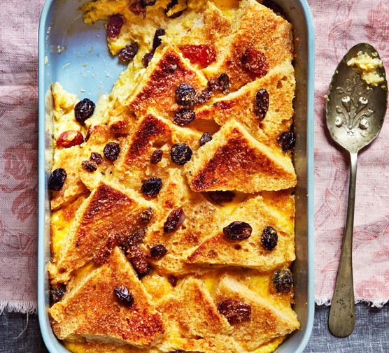 Bread & butter pudding in a dish