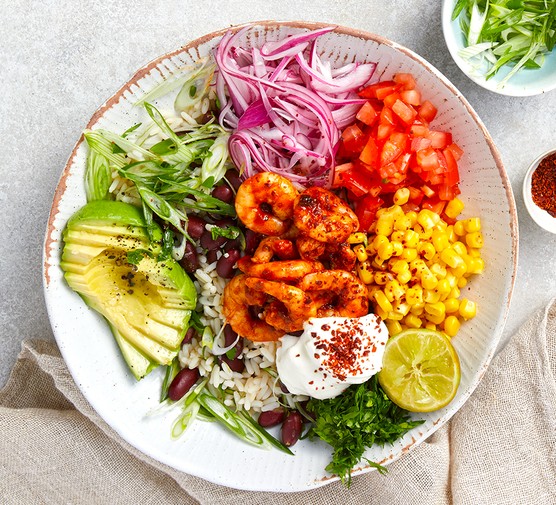 One chipotle & lime prawn burrito bowl