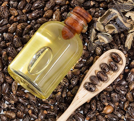 Castor oil in a small bottle