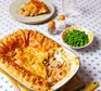 Chicken & bacon pie One large chicken & bacon pie with peas