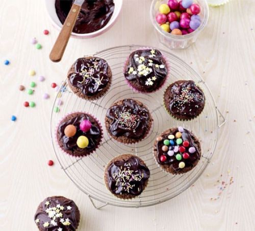 Chocolate cupcakes with multicolour sprinkles