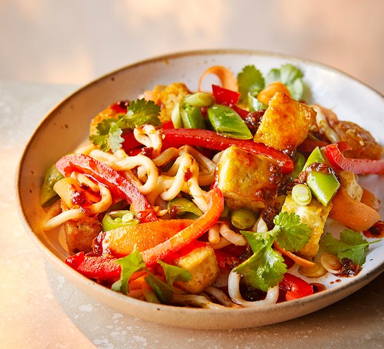 One citrussy tofu udon shake-up salad