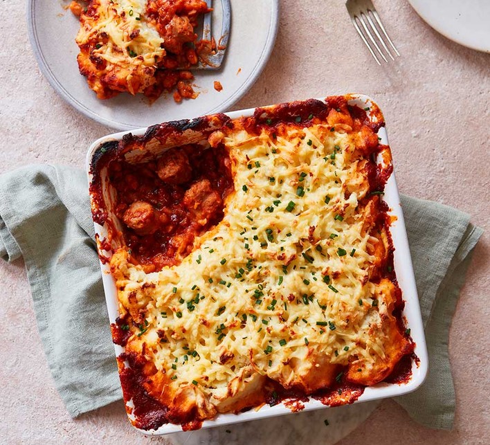 Family meal recipes Cowboy pie in a baking dish