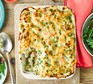 Fish pie mac ’n’ cheese in a casserole dish