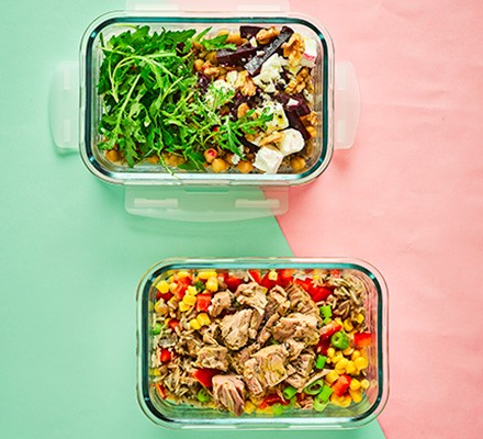 Healthy meal prep rice boxes