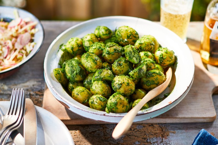 Healthy potato salad Bowl of potato salad