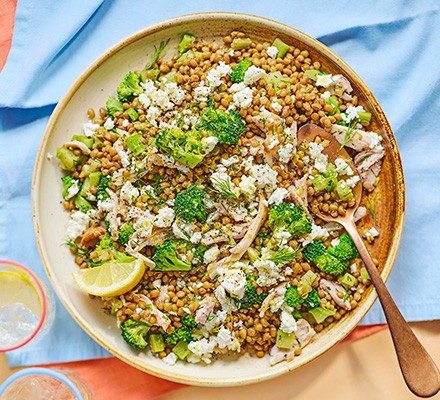 Lemony chicken lentils