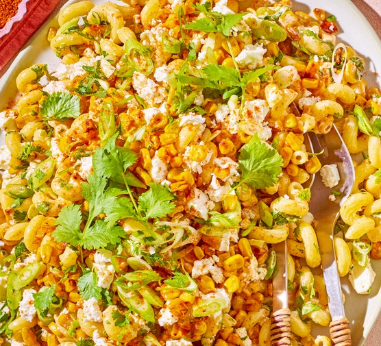 Top 10 summer pasta salads Elote-inspired pasta salad topped with coriander