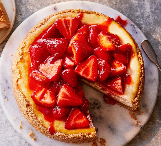 One next level baked strawberry cheesecake