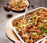 Spiced mushroom pilaf in a serving dish