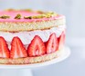 Strawberry & elderflower gateau Strawberry & elderflower gateau served on a cake stand