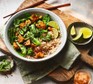 Sticky tempeh stir-fry in a bowl