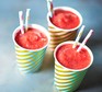 Three strawberry slushies