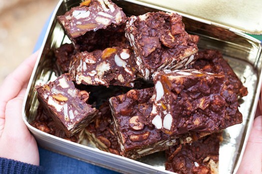 Tropical rocky road Someone holding a tin of rocky road