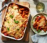 Vegetable pasta bake in a baking dish