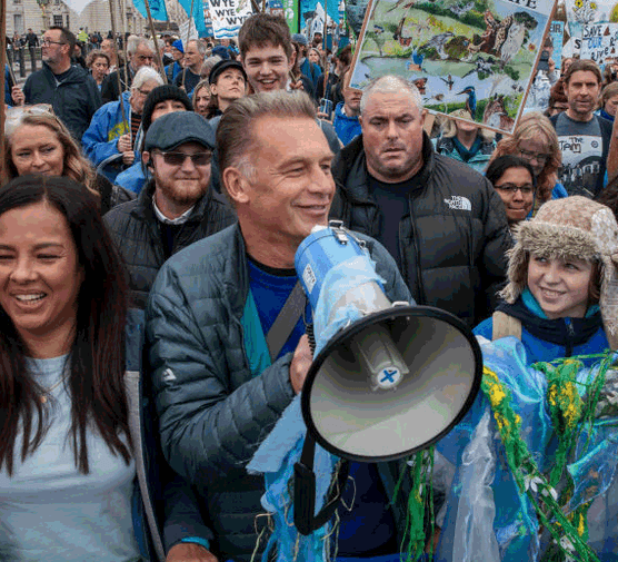 Chris Packham at a protest